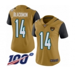 Women's Jacksonville Jaguars #14 Justin Blackmon Limited Gold Rush Vapor Untouchable 100th Season Football Jersey