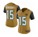 Women's Jacksonville Jaguars #15 Gardner Minshew II Limited Gold Rush Vapor Untouchable Football Jersey