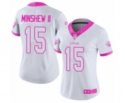 Women's Jacksonville Jaguars #15 Gardner Minshew II Limited White Pink Rush Fashion Football Jersey