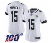 Women's Jacksonville Jaguars #15 Gardner Minshew II White Vapor Untouchable Limited Player 100th Season Football Jersey