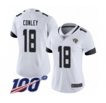 Women's Jacksonville Jaguars #18 Chris Conley White Vapor Untouchable Limited Player 100th Season Football Jersey
