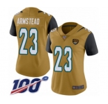 Women's Jacksonville Jaguars #23 Ryquell Armstead Limited Gold Rush Vapor Untouchable 100th Season Football Jersey