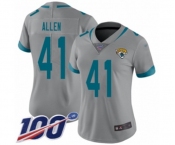 Women's Jacksonville Jaguars #41 Josh Allen Silver Inverted Legend Limited 100th Season Football Jersey