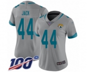 Women's Jacksonville Jaguars #44 Myles Jack Silver Inverted Legend Limited 100th Season Football Jersey