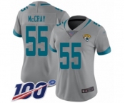 Women's Jacksonville Jaguars #55 Lerentee McCray Silver Inverted Legend Limited 100th Season Football Jersey