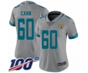 Women's Jacksonville Jaguars #60 A. J. Cann Silver Inverted Legend Limited 100th Season Football Jersey