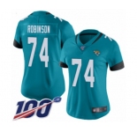 Women's Jacksonville Jaguars #74 Cam Robinson Teal Green Alternate Vapor Untouchable Limited Player 100th Season Football Jersey