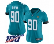 Women's Jacksonville Jaguars #90 Taven Bryan Teal Green Alternate Vapor Untouchable Limited Player 100th Season Football Jersey