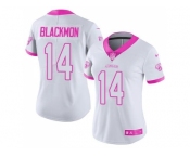 Women's Nike Jacksonville Jaguars #14 Justin Blackmon White PinkStitched NFL Limited Rush Fashion Jersey