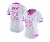 Women's Nike Jacksonville Jaguars #59 Arthur Brown Limited White Pink Rush Fashion NFL Jersey