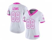 Women's Nike Jacksonville Jaguars #89 Marcedes Lewis White Pink Stitched NFL Limited Rush Fashion Jersey