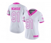 Women's Nike Jacksonville Jaguars #91 Yannick Ngakoue Limited White Pink Rush Fashion NFL Jersey