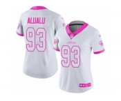Women's Nike Jacksonville Jaguars #93 Tyson Alualu Limited White Pink Rush Fashion NFL Jersey
