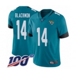 Youth Jacksonville Jaguars #14 Justin Blackmon Teal Green Alternate Vapor Untouchable Limited Player 100th Season Football Jersey
