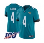 Youth Jacksonville Jaguars #4 Josh Lambo Teal Green Alternate Vapor Untouchable Limited Player 100th Season Football Jersey