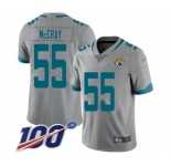 Youth Jacksonville Jaguars #55 Lerentee McCray Silver Inverted Legend Limited 100th Season Football Jersey