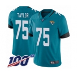 Youth Jacksonville Jaguars #75 Jawaan Taylor Teal Green Alternate Vapor Untouchable Limited Player 100th Season Football Jersey