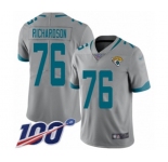 Youth Jacksonville Jaguars #76 Will Richardson Silver Inverted Legend Limited 100th Season Football Jersey
