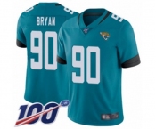 Youth Jacksonville Jaguars #90 Taven Bryan Teal Green Alternate Vapor Untouchable Limited Player 100th Season Football Jersey
