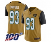 Youth Jacksonville Jaguars #93 Calais Campbell Limited Gold Rush Vapor Untouchable 100th Season Football Jersey