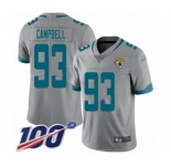 Youth Jacksonville Jaguars #93 Calais Campbell Silver Inverted Legend Limited 100th Season Football Jersey