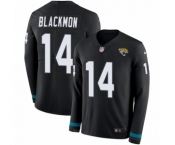 Youth Nike Jacksonville Jaguars #14 Justin Blackmon Limited Black Therma Long Sleeve NFL Jersey