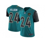 Youth Nike Jacksonville Jaguars #24 T.J. Yeldon Vapor Untouchable Limited Teal Green Team Color NFL Jersey