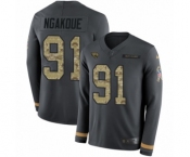 Youth Nike Jacksonville Jaguars #91 Yannick Ngakoue Limited Black Salute to Service Therma Long Sleeve NFL Jersey