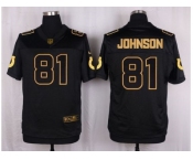 Nike Indianapolis Colts #81 Andre Johnson Black Pro Line Gold Collection Jersey[Elite]