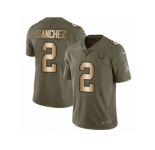 Men Nike Indianapolis Colts #2 Rigoberto Sanchez Limited Olive Gold 2017 Salute to Service NFL Jersey