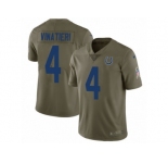 Men Nike Indianapolis Colts #4 Adam Vinatieri Limited Olive 2017 Salute to Service NFL Jersey