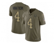 Men Nike Indianapolis Colts #4 Adam Vinatieri Limited Olive Camo 2017 Salute to Service NFL Jersey