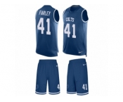 Men Nike Indianapolis Colts #41 Matthias Farley Limited Royal Blue Tank Top Suit NFL Jersey