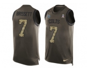 Men Nike Indianapolis Colts #7 Jacoby Brissett Limited Green Salute to Service Tank Top NFL Jersey