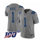 Men's Indianapolis Colts #1 Pat McAfee Limited Gray Inverted Legend 100th Season Football Jersey