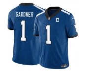 Men's Indianapolis Colts #1 Sauce Gardner Blue 2025 F.U.S.E. Throwback Vapor Limited Stitched Football Jersey