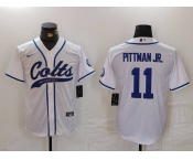 Men's Indianapolis Colts #11 Michael Pittman Jr White Cool Base Stitched Baseball Jersey
