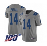 Men's Indianapolis Colts #14 Zach Pascal Limited Gray Inverted Legend 100th Season Football Jersey