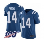 Men's Indianapolis Colts #14 Zach Pascal Royal Blue Team Color Vapor Untouchable Limited Player 100th Season Football Jersey