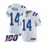 Men's Indianapolis Colts #14 Zach Pascal White Vapor Untouchable Limited Player 100th Season Football Jersey