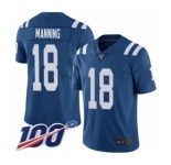 Men's Indianapolis Colts #18 Peyton Manning Royal Blue Team Color Vapor Untouchable Limited Player 100th Season Football Jersey
