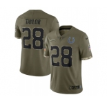 Men's Indianapolis Colts #28 Jonathan Taylor 2022 Olive Salute To Service Limited Stitched Jersey
