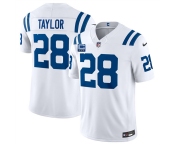 Men's Indianapolis Colts #28 Jonathan Taylor White 2026 F.U.S.E. With 4-Star C Patch Limited Football Stitched Jersey
