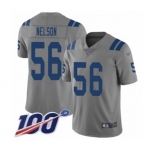 Men's Indianapolis Colts #56 Quenton Nelson Limited Gray Inverted Legend 100th Season Football Jersey