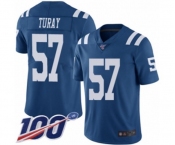Men's Indianapolis Colts #57 Kemoko Turay Limited Royal Blue Rush Vapor Untouchable 100th Season Football Jersey