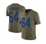 Men's Indianapolis Colts #64 Mark Glowinski Limited Olive 2017 Salute to Service Football Jersey