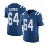 Men's Indianapolis Colts #64 Mark Glowinski Royal Blue Team Color Vapor Untouchable Limited Player Football Jersey
