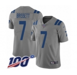 Men's Indianapolis Colts #7 Jacoby Brissett Limited Gray Inverted Legend 100th Season Football Jersey