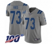 Men's Indianapolis Colts #73 Joe Haeg Limited Gray Inverted Legend 100th Season Football Jersey