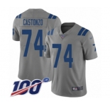 Men's Indianapolis Colts #74 Anthony Castonzo Limited Gray Inverted Legend 100th Season Football Jersey